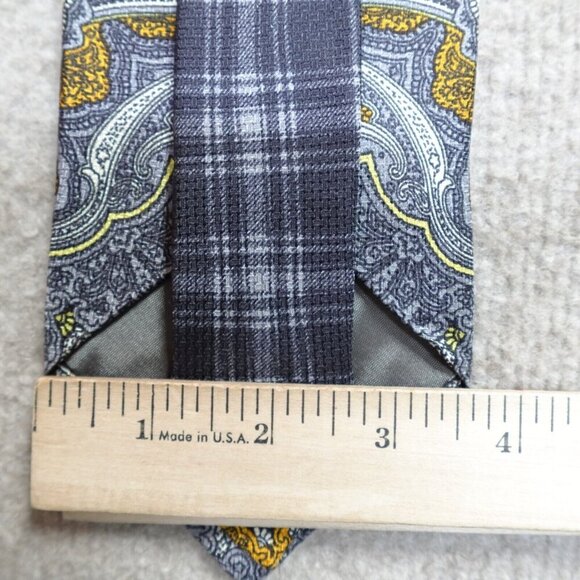 Vintage Versace Versus Tie Silk Gray Plaid Abstract Silk - Picture 6 of 8